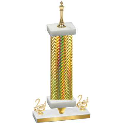 Premium Single Gold Carbon Fiber Second Place Chess Trophy