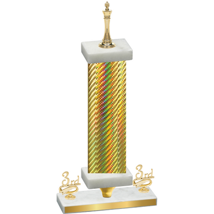 Premium Single Gold Carbon Fiber Third Place Chess Trophy
