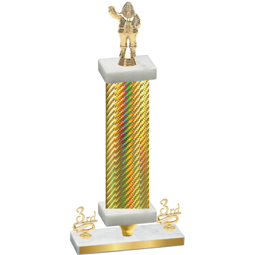 Premium Single Gold Carbon Fiber Third Place Holiday Trophy