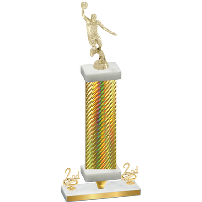 Premium Single Gold Carbon Fiber Second Place Basketball Trophy
