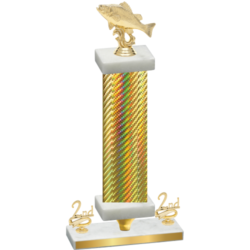 Premium Single Gold Carbon Fiber Second Place Fishing Trophy