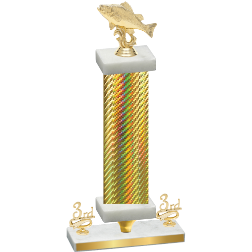 Premium Single Gold Carbon Fiber Third Place Fishing Trophy