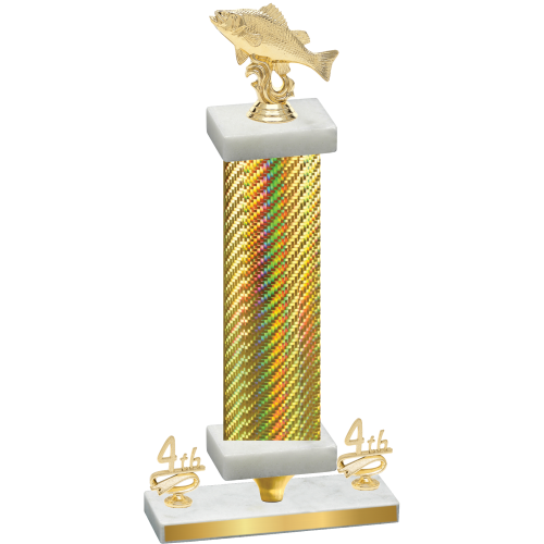 Premium Single Gold Carbon Fiber Fourth Place Fishing Trophy