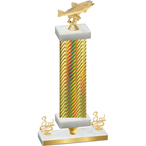 Premium Single Gold Carbon Fiber Third Place Fishing Trophy