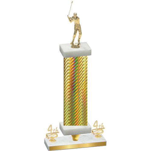 Premium Single Gold Carbon Fiber Fourth Place Golf Trophy