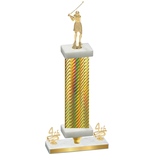 Premium Single Gold Carbon Fiber Fourth Place Golf Trophy