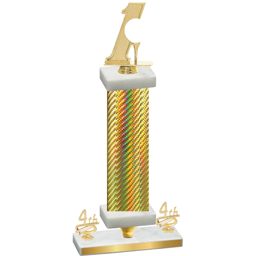 Premium Single Gold Carbon Fiber Fourth Place Golf Trophy