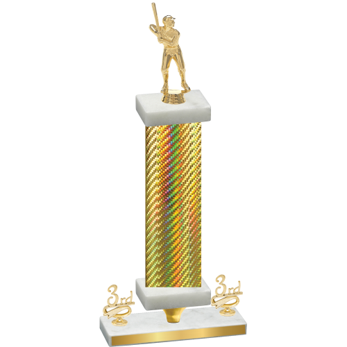 Premium Single Gold Carbon Fiber Third Place Baseball Trophy