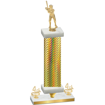 Premium Single Gold Carbon Fiber Fourth Place Baseball Trophy