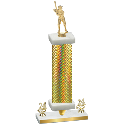 Premium Single Gold Carbon Fiber Year Baseball Trophy
