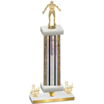 Premium Single Silver Glacier Third Place Wrestling Trophy