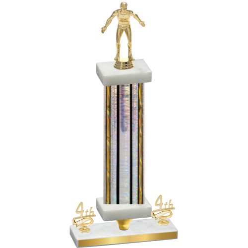 Premium Single Silver Glacier Fourth Place Wrestling Trophy