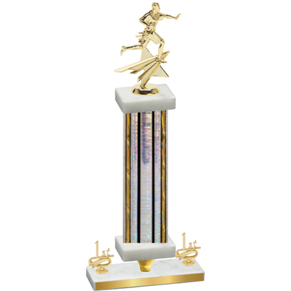 Premium Single Silver Glacier First Place Flag Football Trophy