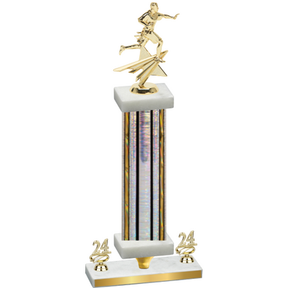 Premium Single Silver Glacier Year Flag Football Trophy