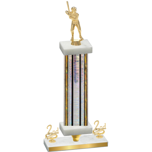 Premium Single Silver Glacier Second Place Baseball Trophy