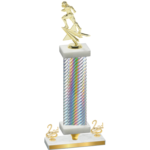 Premium Single Silver Carbon Fiber Second Place Football Trophy