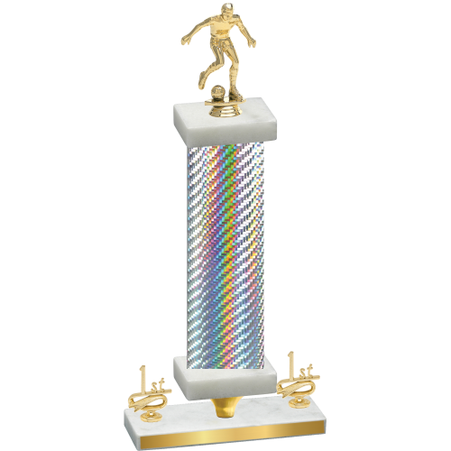 Premium Single Silver Carbon Fiber First Place Soccer Trophy