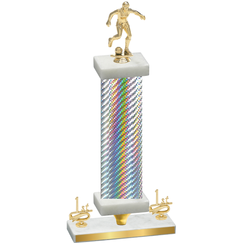 Premium Single Silver Carbon Fiber First Place Soccer Trophy