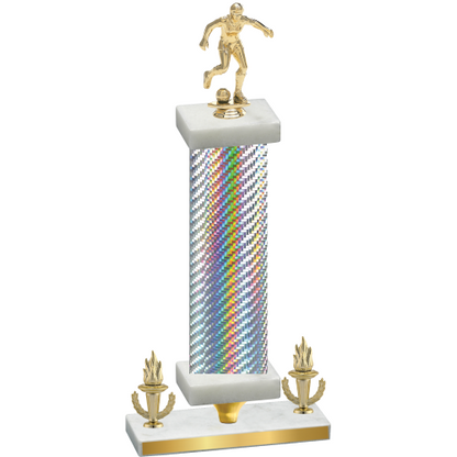 Premium Single Silver Carbon Fiber Victory Soccer Trophy