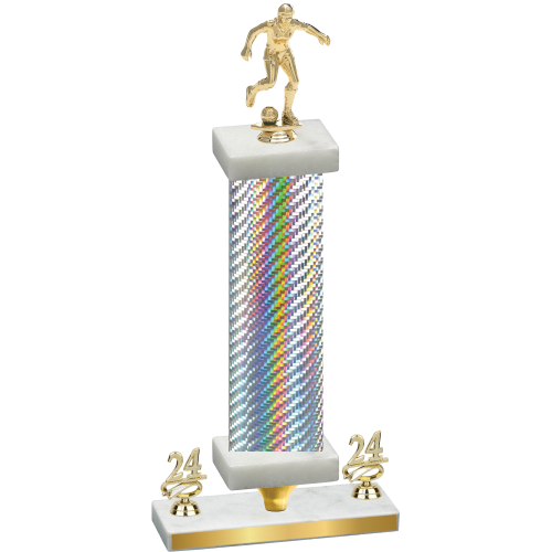 Premium Single Silver Carbon Fiber Year Soccer Trophy