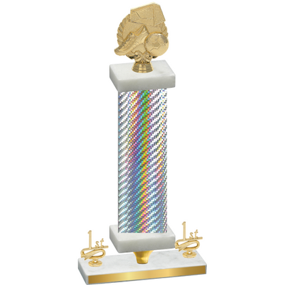 Premium Single Silver Carbon Fiber First Place Soccer Trophy