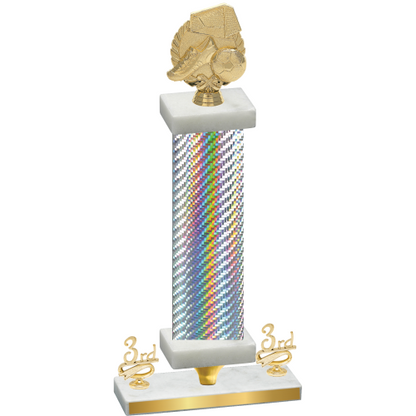 Premium Single Silver Carbon Fiber Third Place Soccer Trophy