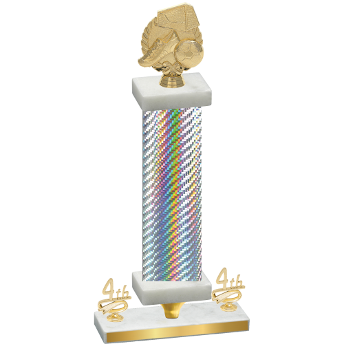 Premium Single Silver Carbon Fiber Fourth Place Soccer Trophy