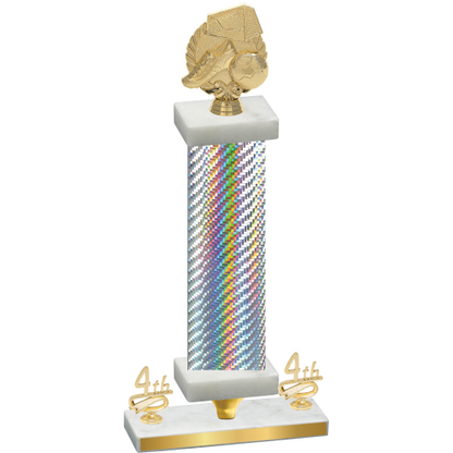 Premium Single Silver Carbon Fiber Fourth Place Soccer Trophy