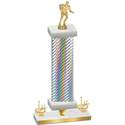 Premium Single Silver Carbon Fiber First Place Rugby Trophy