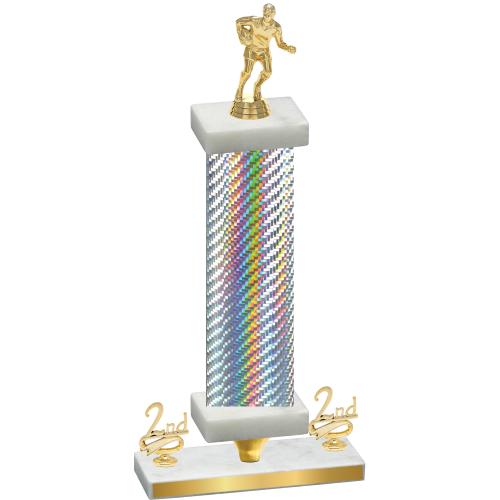 Premium Single Silver Carbon Fiber Second Place Rugby Trophy