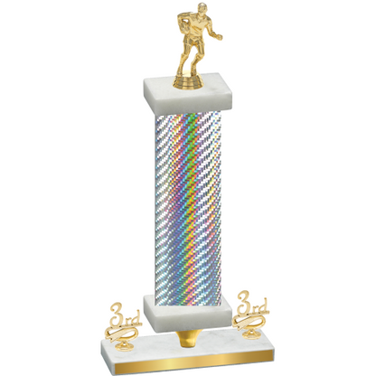 Premium Single Silver Carbon Fiber Third Place Rugby Trophy