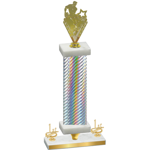 Premium Single Silver Carbon Fiber First Place Rugby Trophy