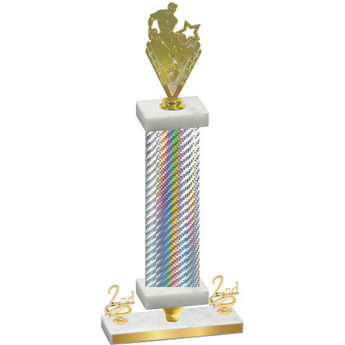 Premium Single Silver Carbon Fiber Second Place Rugby Trophy