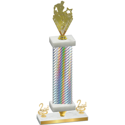 Premium Single Silver Carbon Fiber Second Place Rugby Trophy