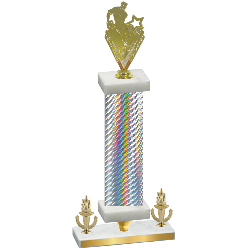 Premium Single Silver Carbon Fiber Victory Rugby Trophy