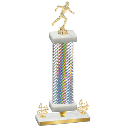 Premium Single Silver Carbon Fiber Fourth Place Running Trophy