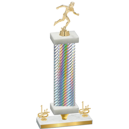 Premium Single Silver Carbon Fiber First Place Running Trophy