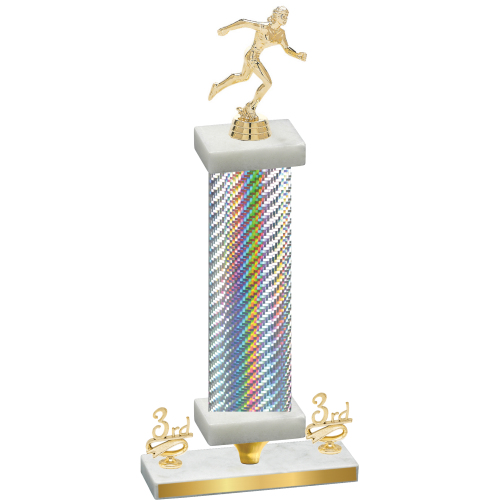 Premium Single Silver Carbon Fiber Third Place Running Trophy