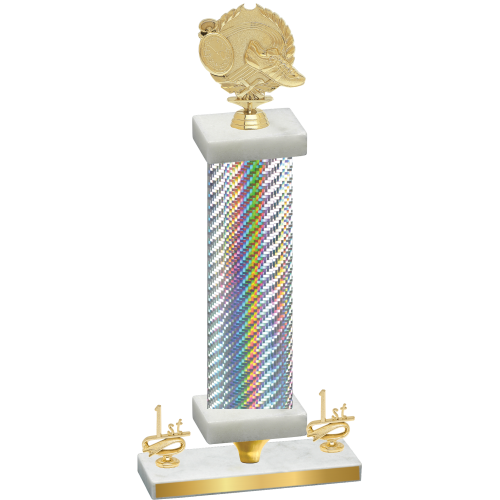 Premium Single Silver Carbon Fiber First Place Running Trophy