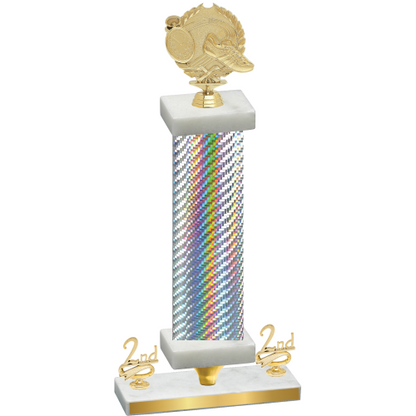 Premium Single Silver Carbon Fiber Second Place Running Trophy