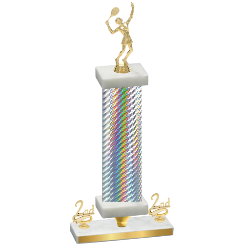 Premium Single Silver Carbon Fiber Second Place Tennis Trophy