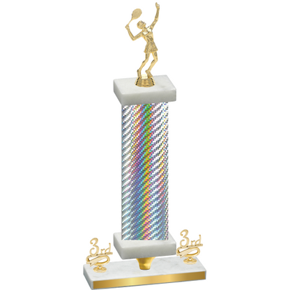 Premium Single Silver Carbon Fiber Third Place Tennis Trophy