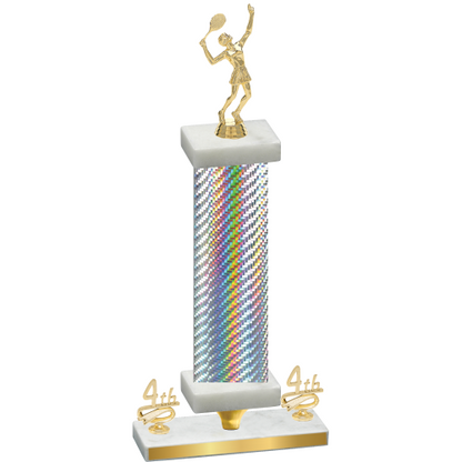 Premium Single Silver Carbon Fiber Fourth Place Tennis Trophy