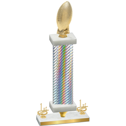 Premium Single Silver Carbon Fiber First Place Football Trophy