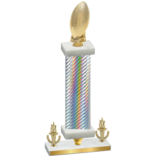 Premium Single Silver Carbon Fiber Victory Football Trophy