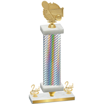 Premium Single Silver Carbon Fiber Second Place Tennis Trophy