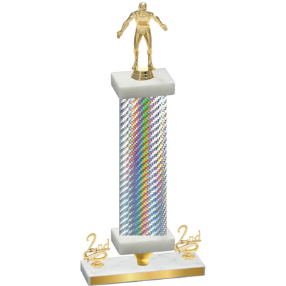 Premium Single Silver Carbon Fiber Second Place Wrestling Trophy