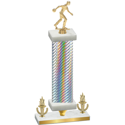 Premium Single Silver Carbon Fiber Victory Bowling Trophy