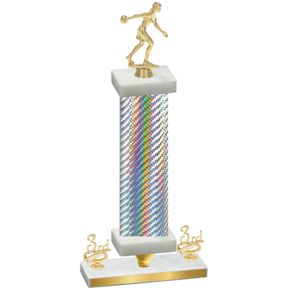 Premium Single Silver Carbon Fiber Third Place Bowling Trophy