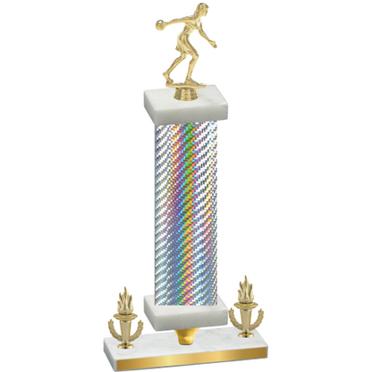 Premium Single Silver Carbon Fiber Victory Bowling Trophy